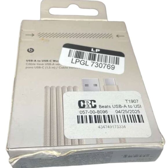 Genuine Beats USB‑C to USB‑A Woven Cable 1.5m – Surge Stone - Lot of 2- Box Wear - Picture 5 of 11